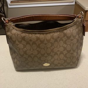 Coach purse brown monogram medium size
